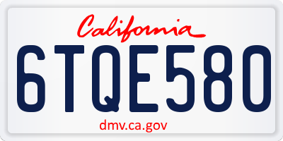 CA license plate 6TQE580