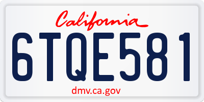 CA license plate 6TQE581