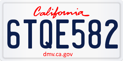 CA license plate 6TQE582