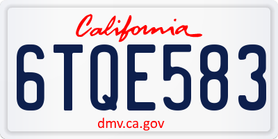 CA license plate 6TQE583