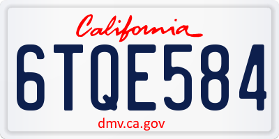 CA license plate 6TQE584
