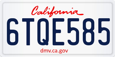 CA license plate 6TQE585