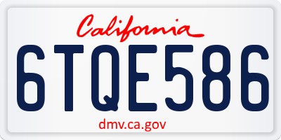 CA license plate 6TQE586