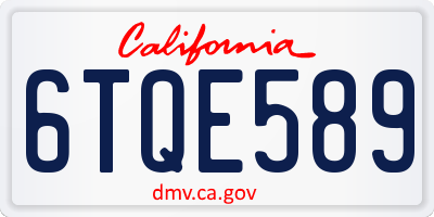 CA license plate 6TQE589