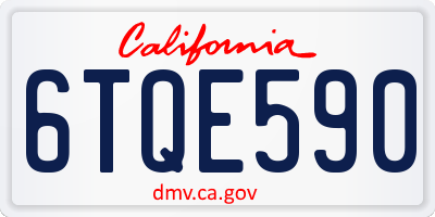 CA license plate 6TQE590