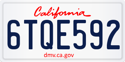 CA license plate 6TQE592