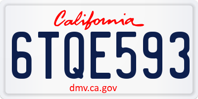 CA license plate 6TQE593