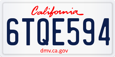 CA license plate 6TQE594