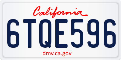 CA license plate 6TQE596