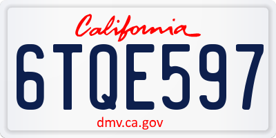 CA license plate 6TQE597