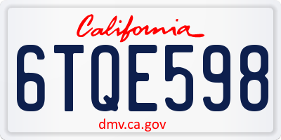 CA license plate 6TQE598