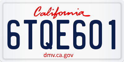 CA license plate 6TQE601