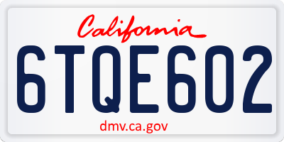 CA license plate 6TQE602