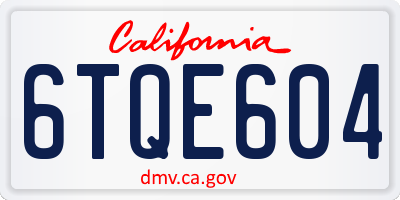 CA license plate 6TQE604