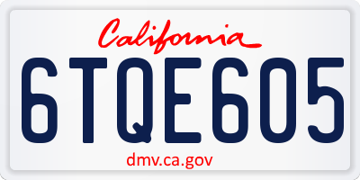 CA license plate 6TQE605