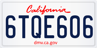 CA license plate 6TQE606