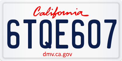 CA license plate 6TQE607