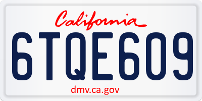 CA license plate 6TQE609