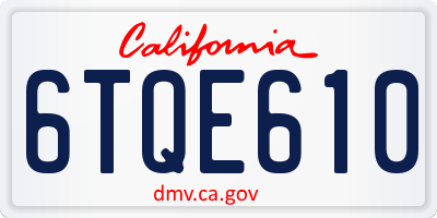 CA license plate 6TQE610