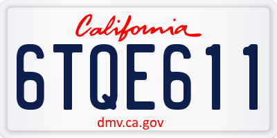 CA license plate 6TQE611