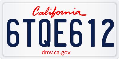 CA license plate 6TQE612