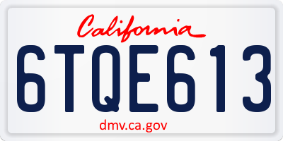 CA license plate 6TQE613