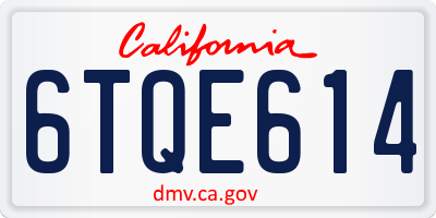 CA license plate 6TQE614