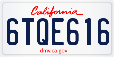 CA license plate 6TQE616