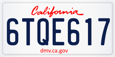 CA license plate 6TQE617