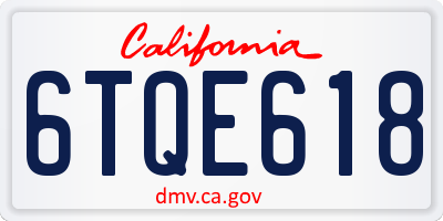 CA license plate 6TQE618