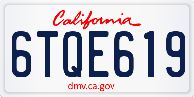 CA license plate 6TQE619