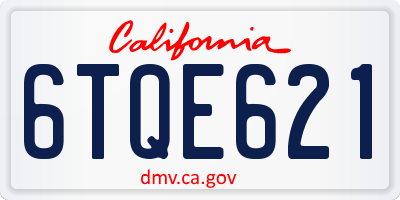 CA license plate 6TQE621