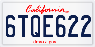 CA license plate 6TQE622