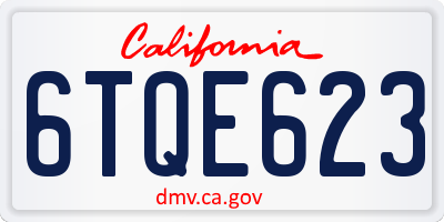 CA license plate 6TQE623