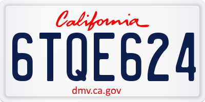 CA license plate 6TQE624