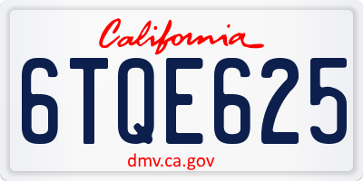 CA license plate 6TQE625