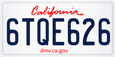 CA license plate 6TQE626