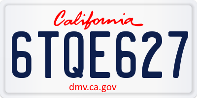 CA license plate 6TQE627