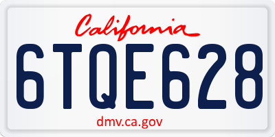 CA license plate 6TQE628