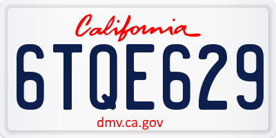 CA license plate 6TQE629