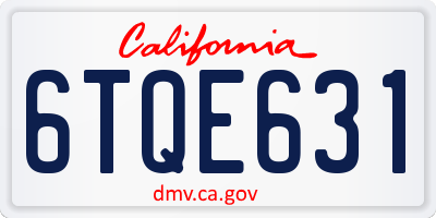 CA license plate 6TQE631