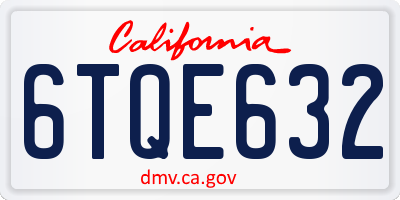 CA license plate 6TQE632