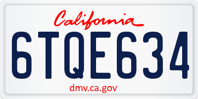 CA license plate 6TQE634