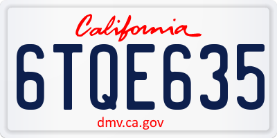 CA license plate 6TQE635