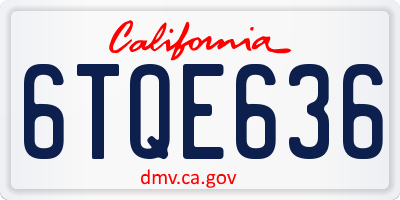 CA license plate 6TQE636