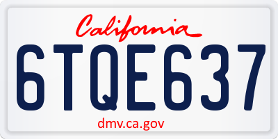 CA license plate 6TQE637