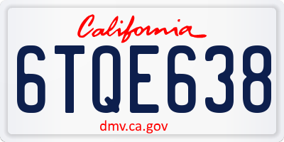 CA license plate 6TQE638