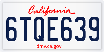 CA license plate 6TQE639