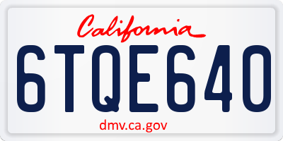 CA license plate 6TQE640
