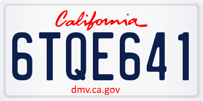 CA license plate 6TQE641